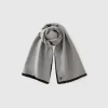 Two-tone scarf with fringe