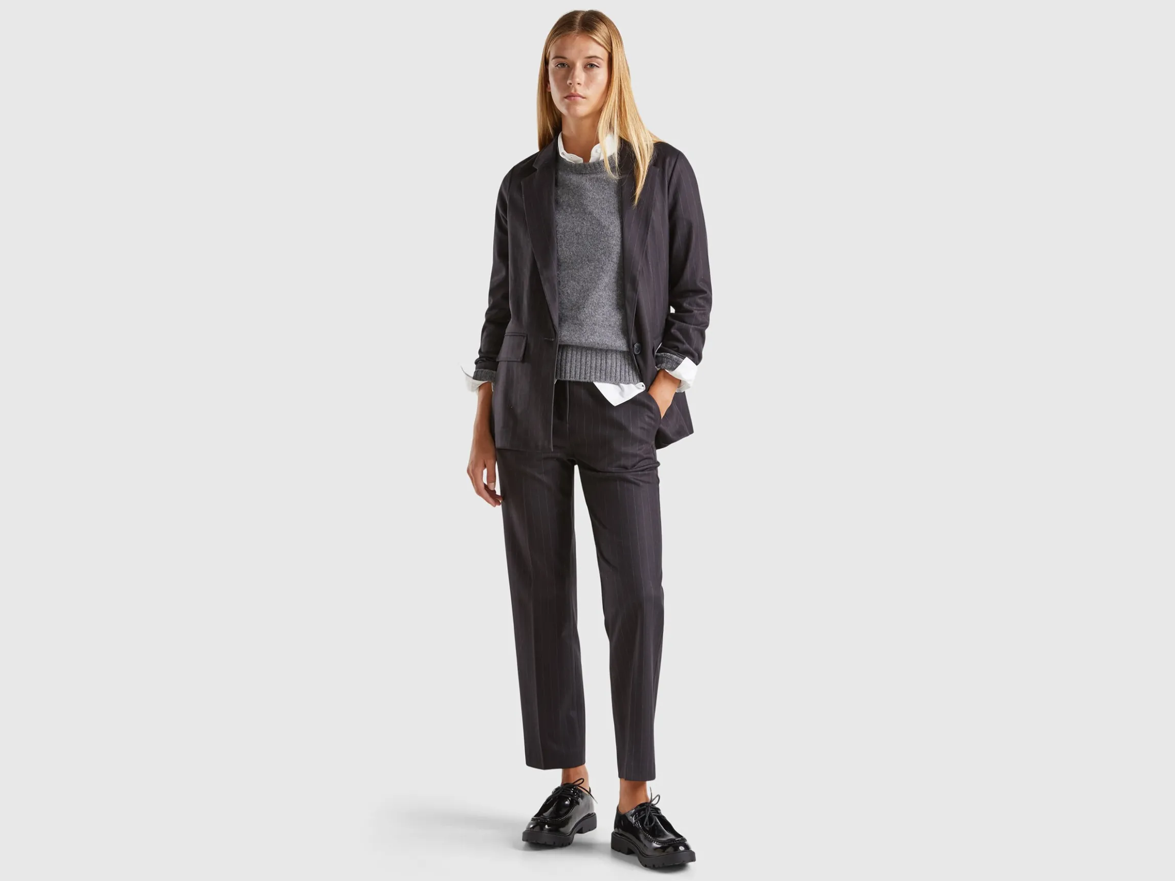 Unlined pinstriped blazer