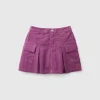Velvet mini skirt with pockets
