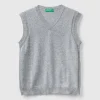 Vest in cashmere and wool blend