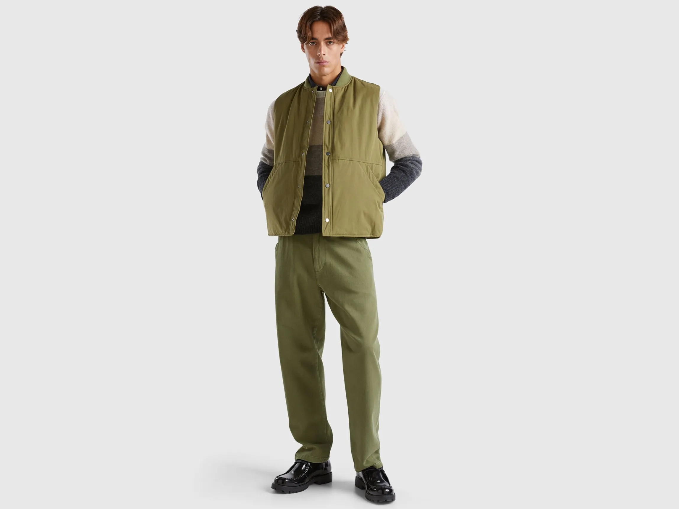 Vest with checked lining