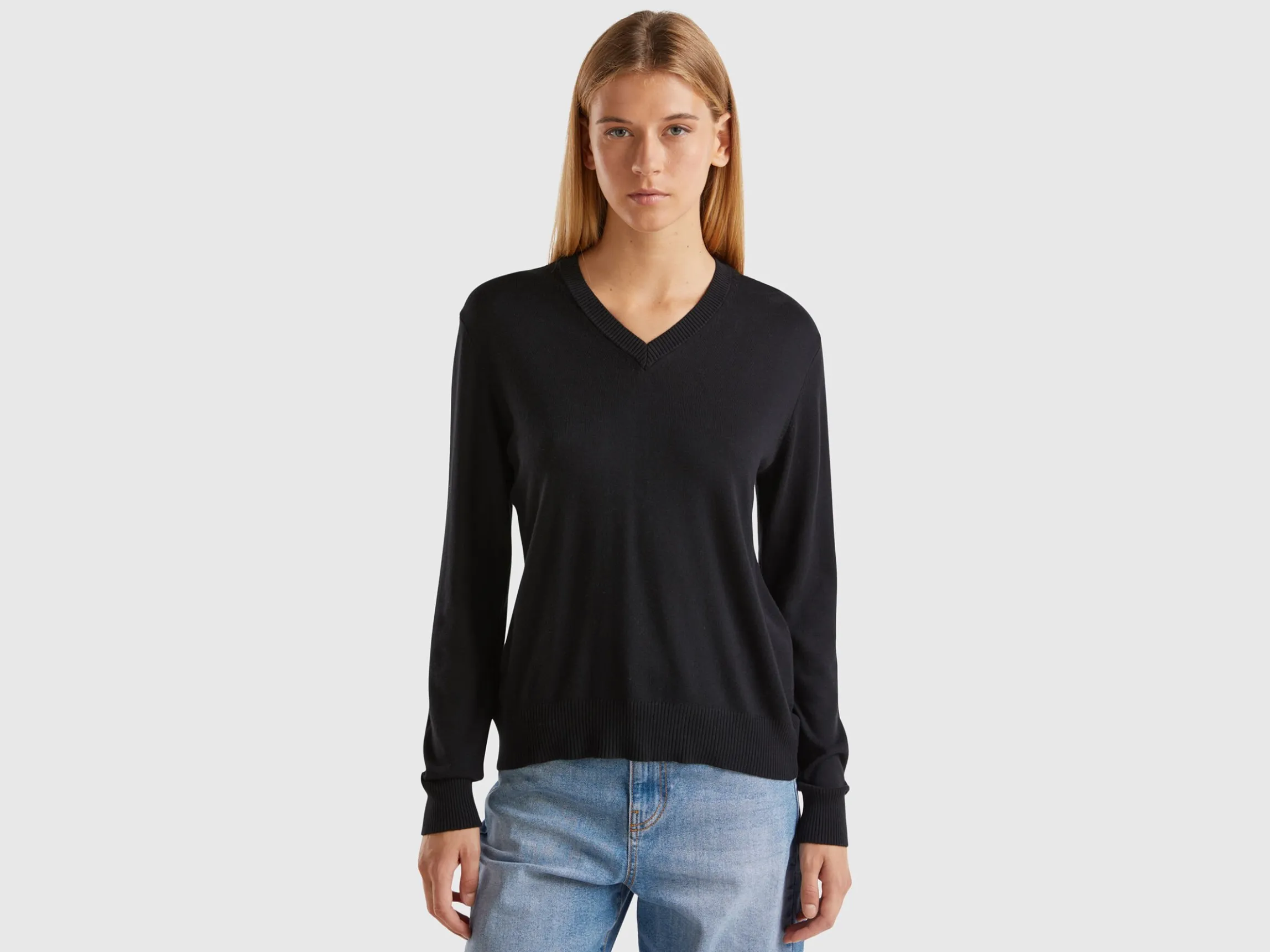V-neck sweater in Modal® blend