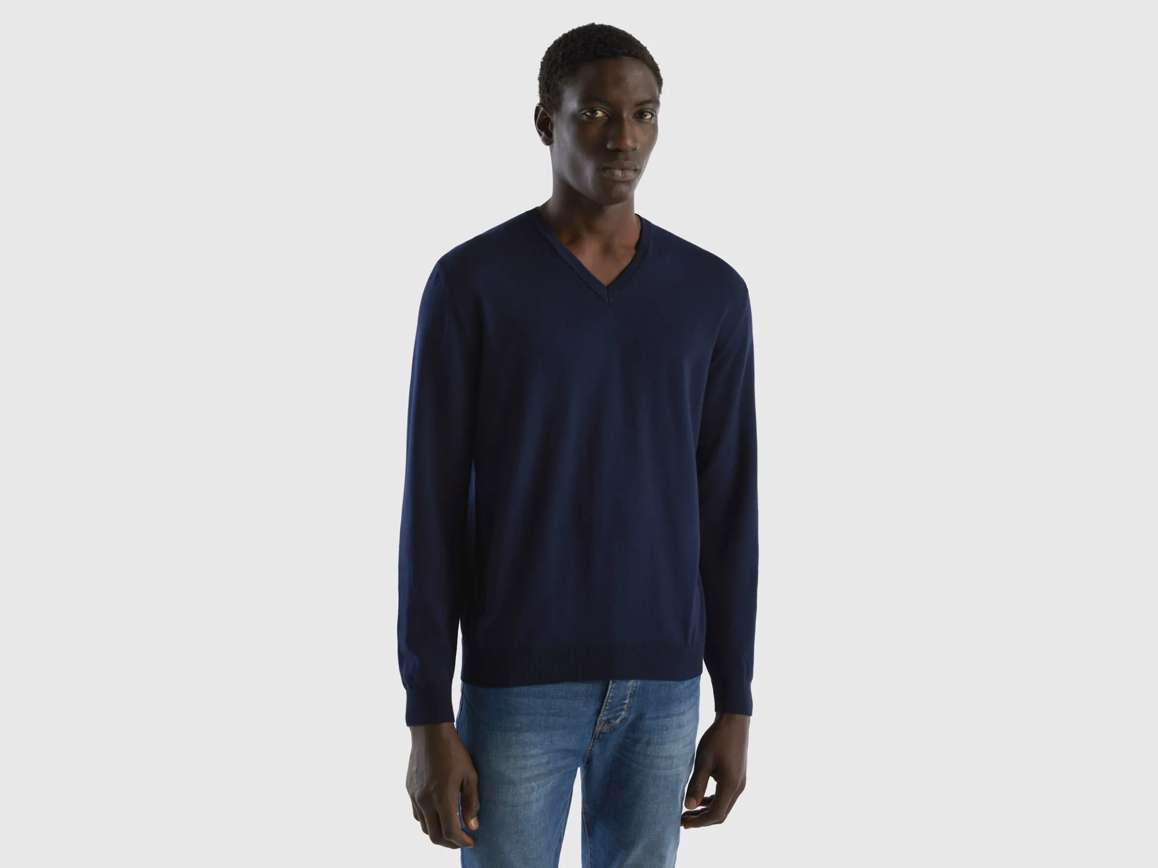 V-neck sweater in pure cotton