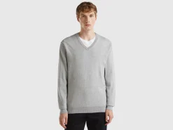 V-neck sweater in pure cotton