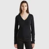 V-neck sweater in pure cotton