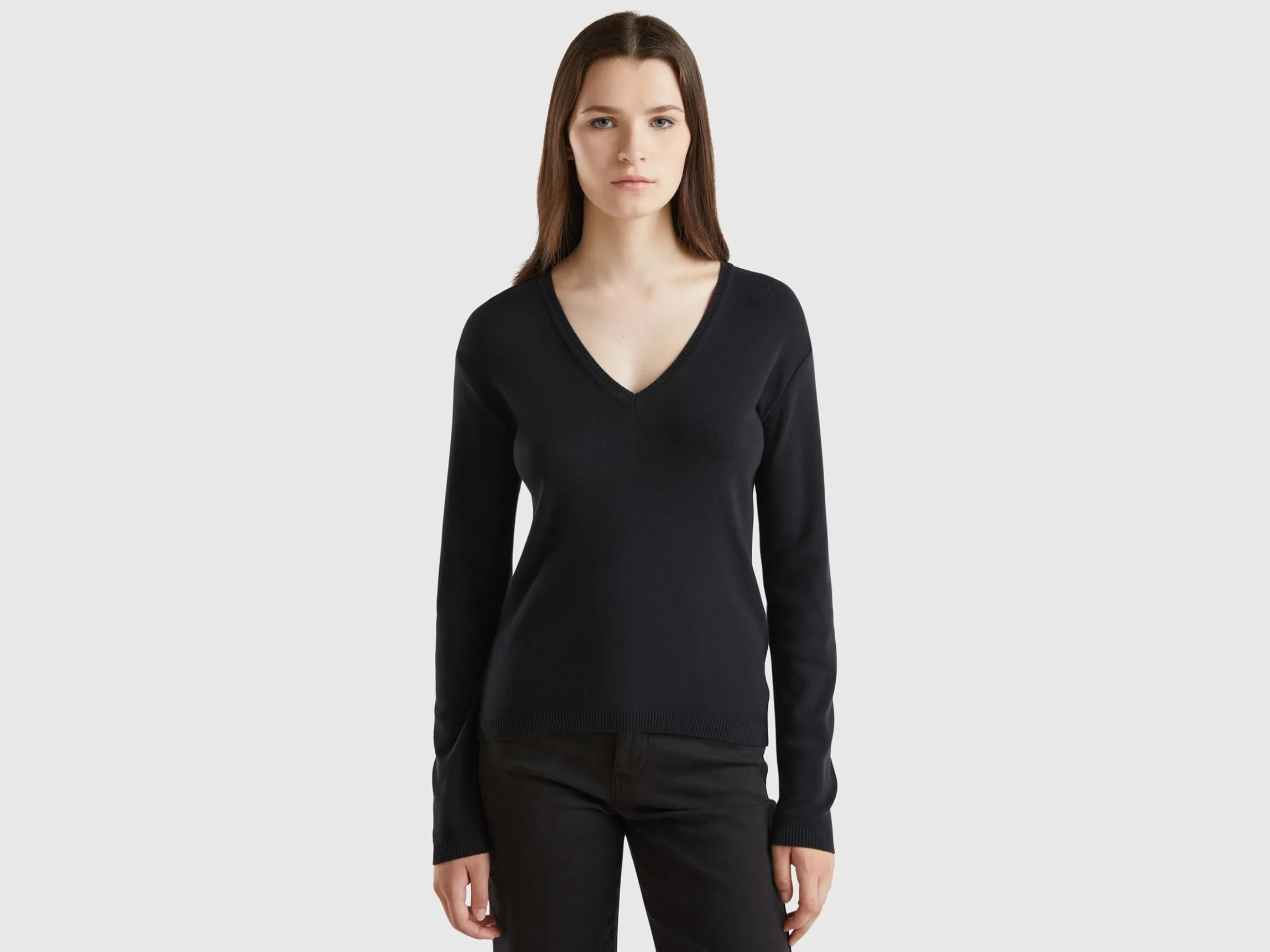 V-neck sweater in pure cotton