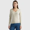 V-neck sweater in pure cotton