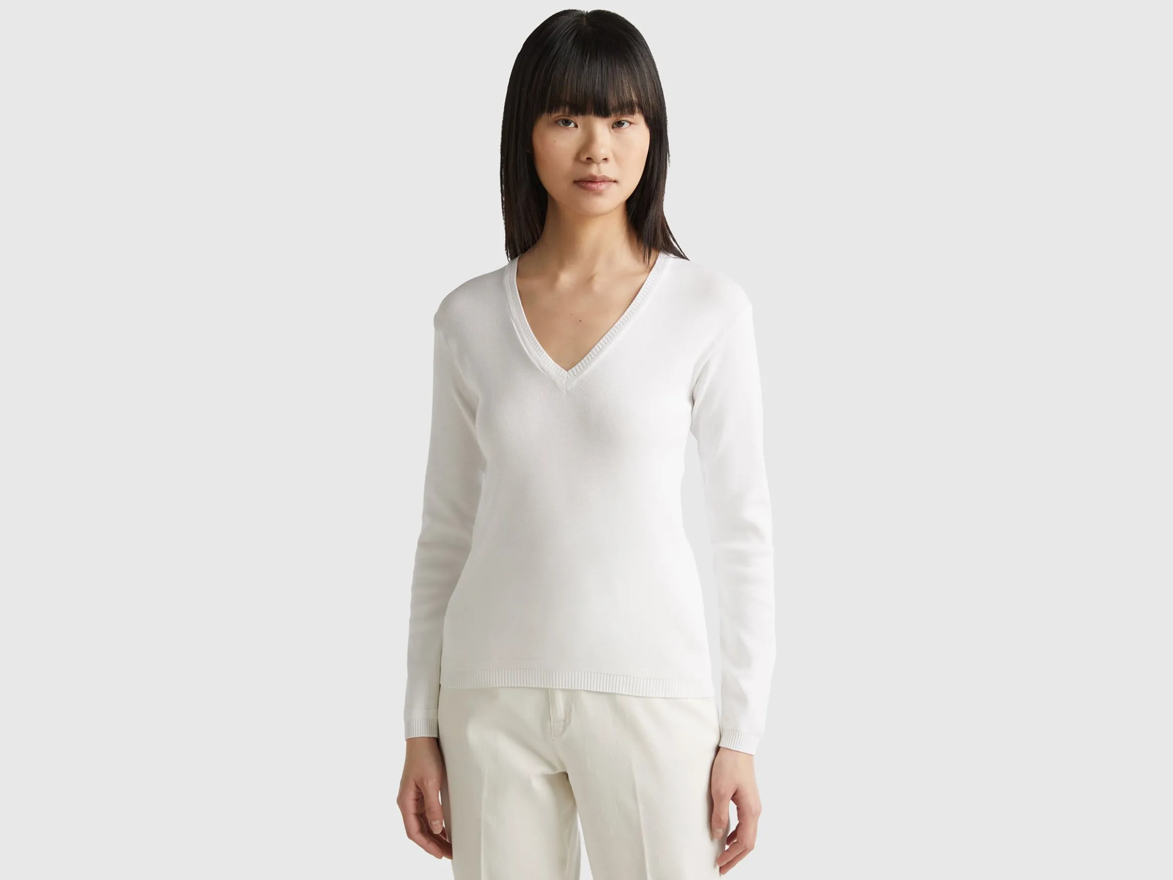 V-neck sweater in pure cotton