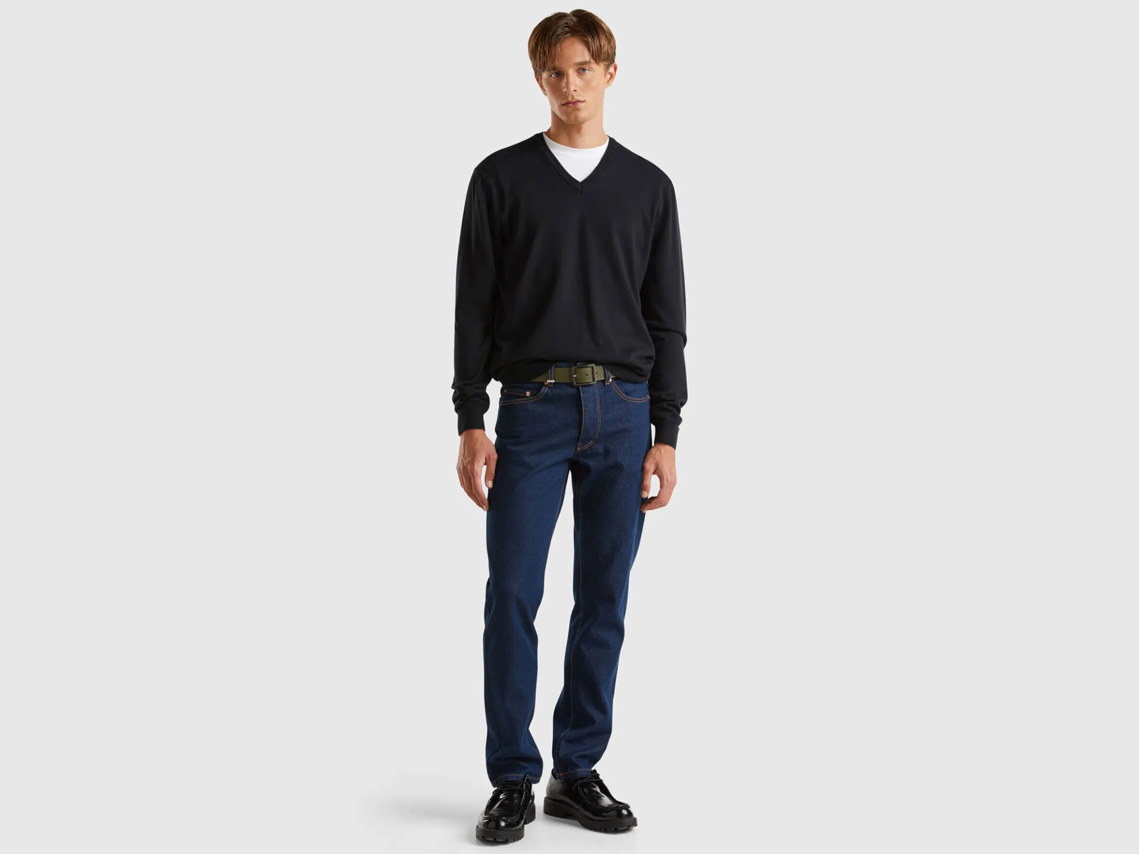 V-neck sweater in pure cotton