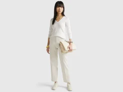 V-neck sweater in pure cotton