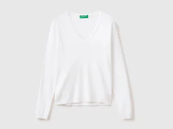 V-neck sweater in pure cotton