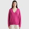 V-neck sweater in wool blend