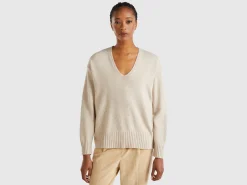 V-neck sweater in wool blend