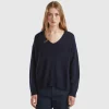 V-neck sweater in wool blend