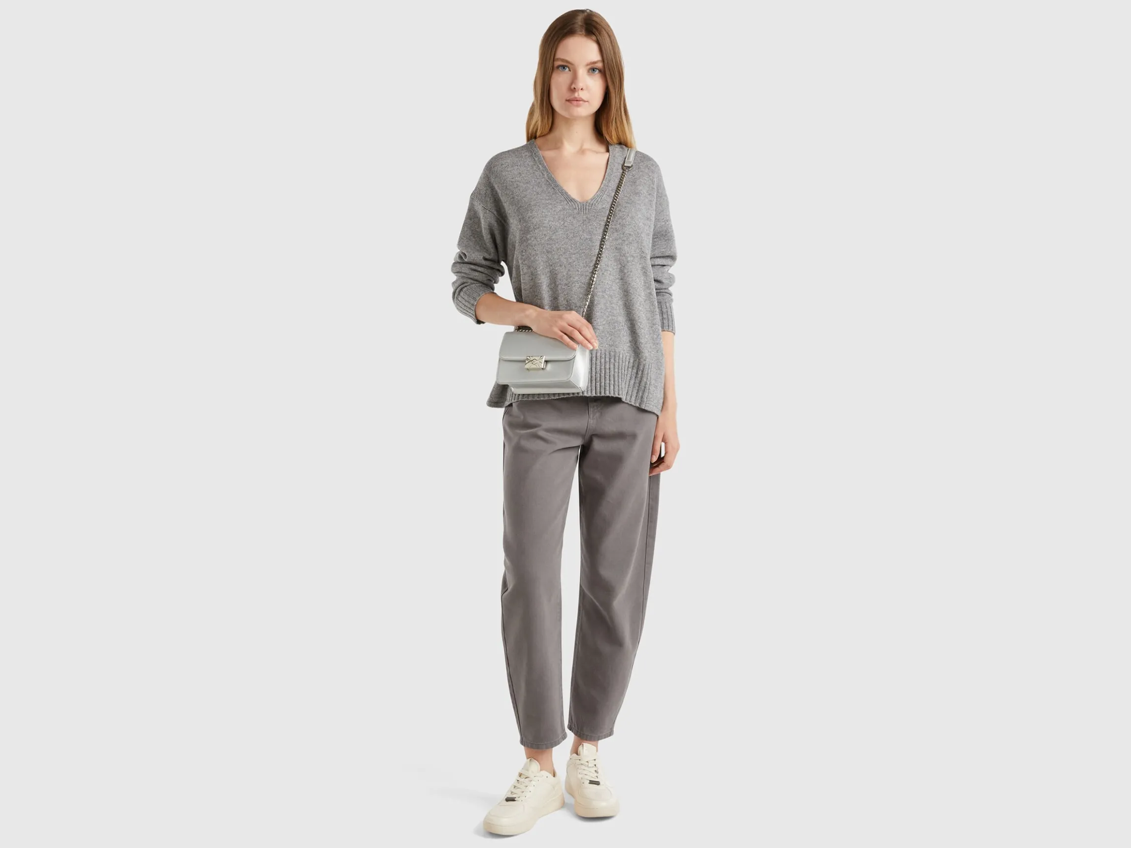 V-neck sweater in wool blend