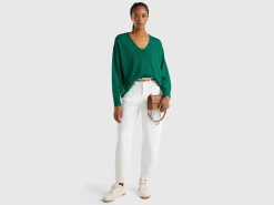 V-neck sweater in wool blend