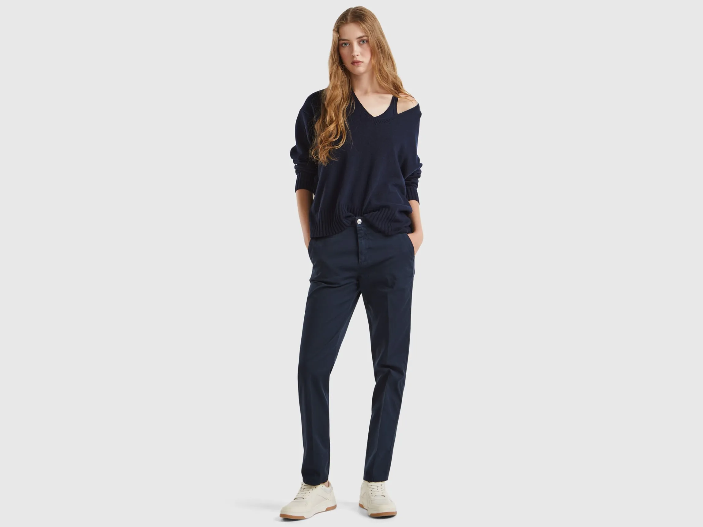 V-neck sweater in wool blend