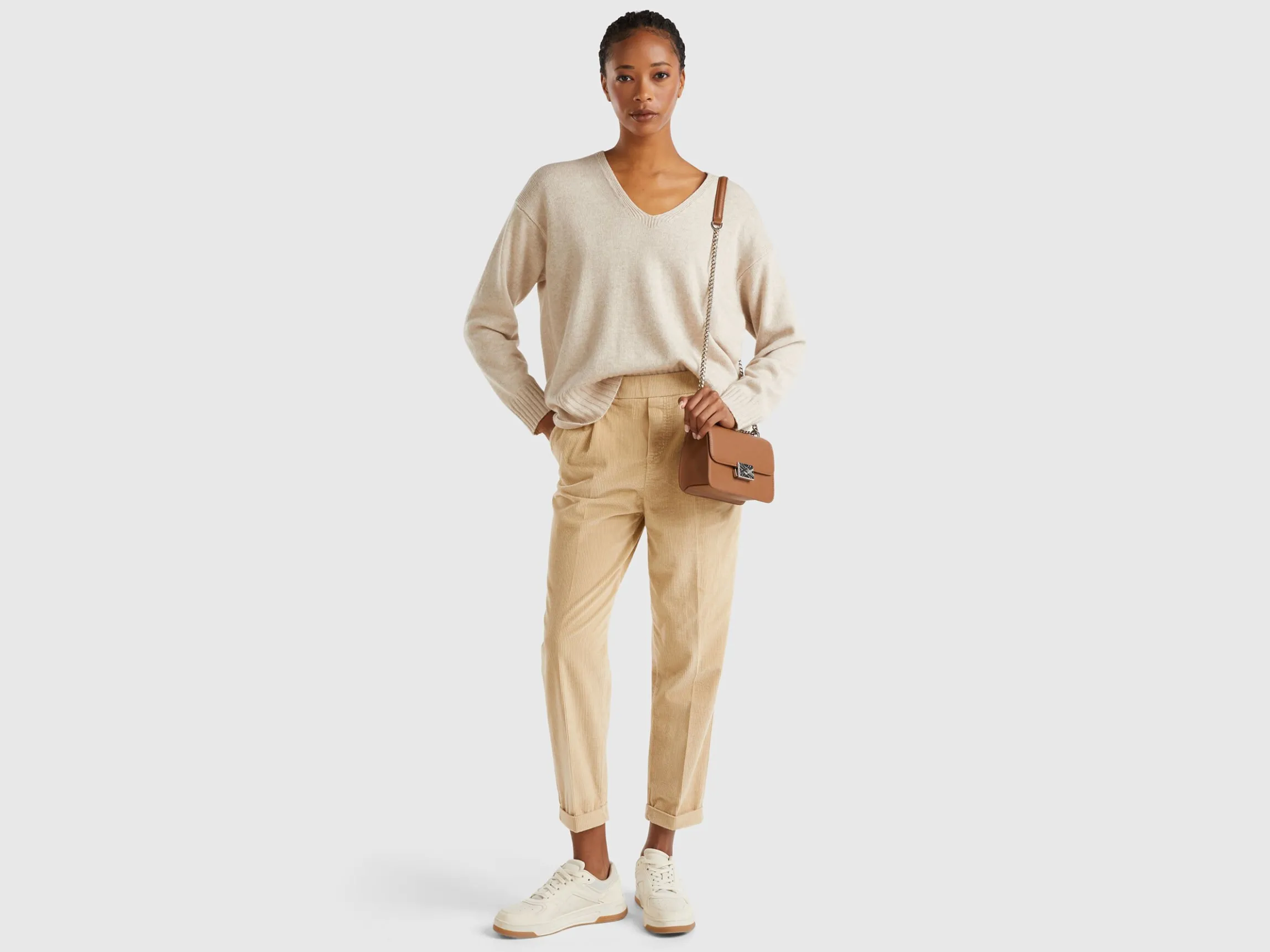 V-neck sweater in wool blend