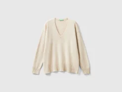 V-neck sweater in wool blend