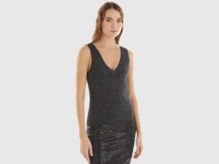 V-neck tank top with lurex