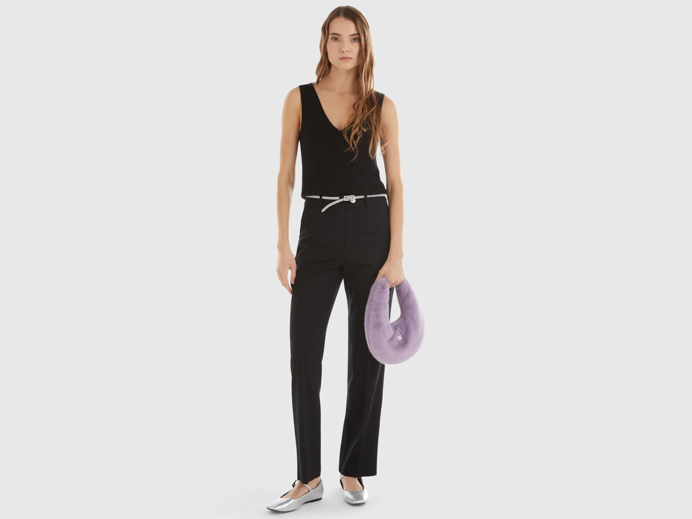 V-neck tank top with lurex