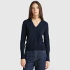 V-neck viscose blend sweater