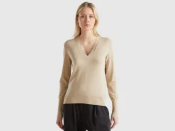 V-neck viscose blend sweater