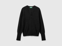 V-neck viscose blend sweater