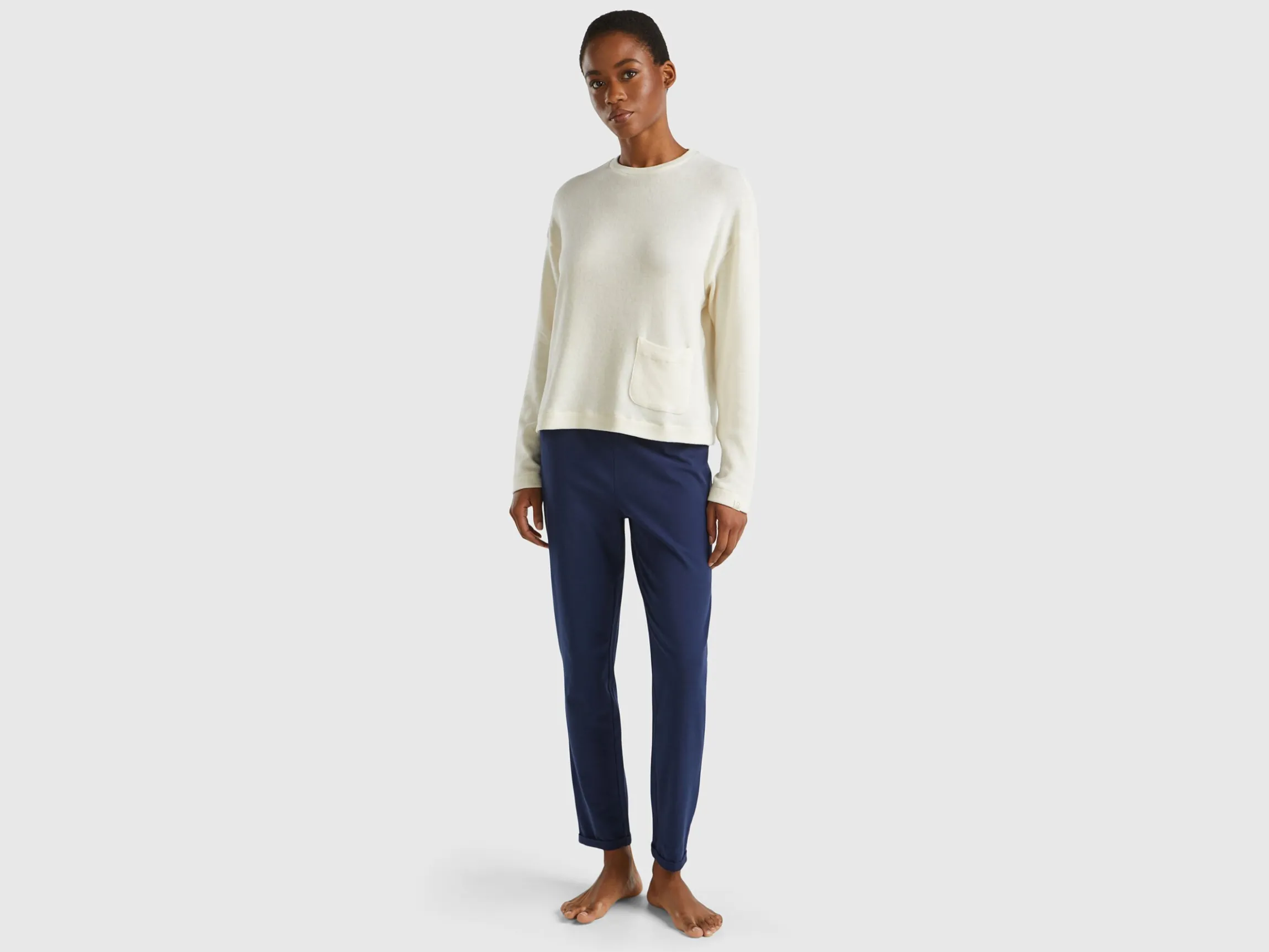 Warm stretch cotton sweater