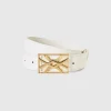 White belt with logoed buckle