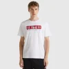 White organic cotton t-shirt with red logo