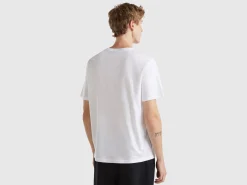 White organic cotton t-shirt with red logo