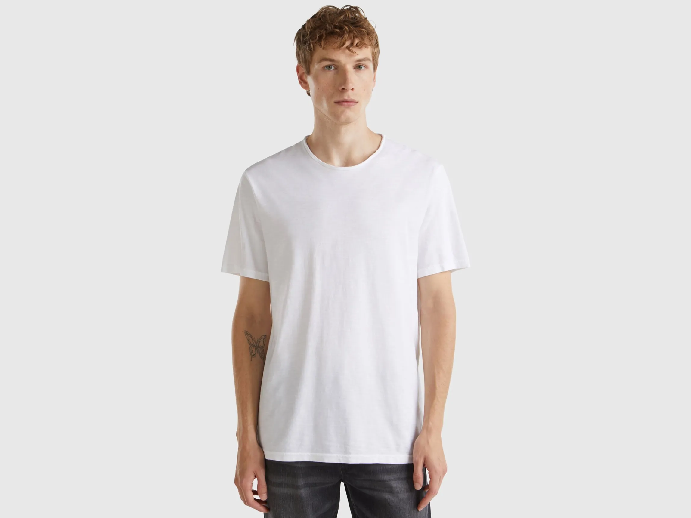 White t-shirt in slub cotton