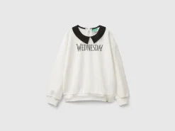 White Wednesday Addams collared sweatshirt