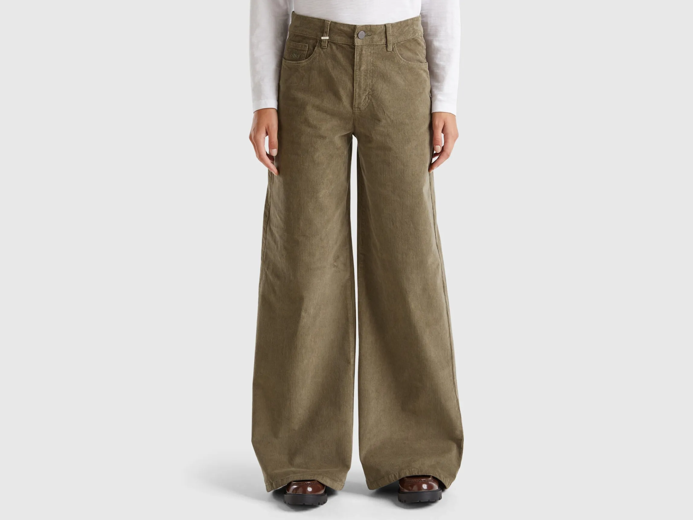 Wide fit velvet trousers