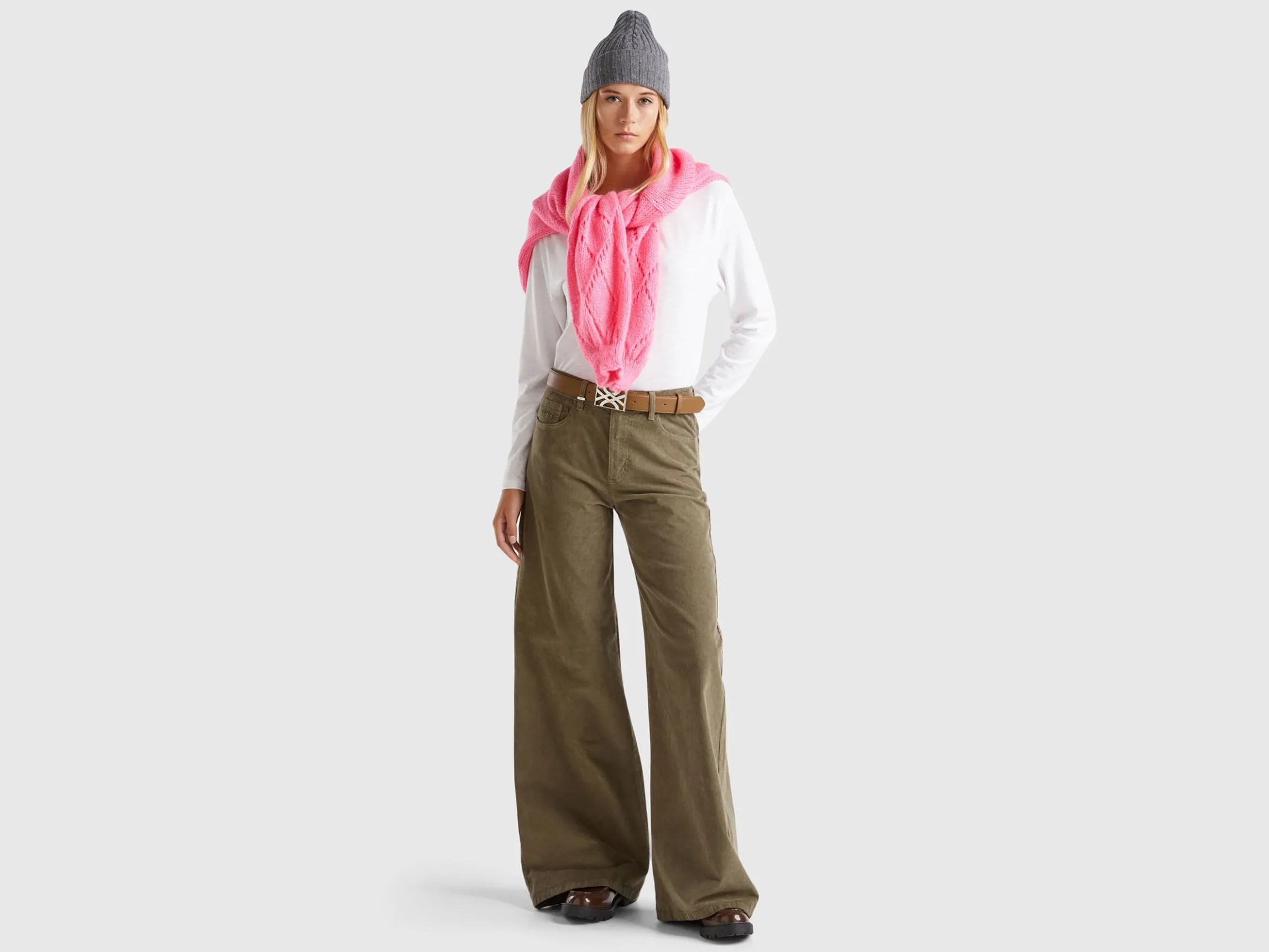 Wide fit velvet trousers