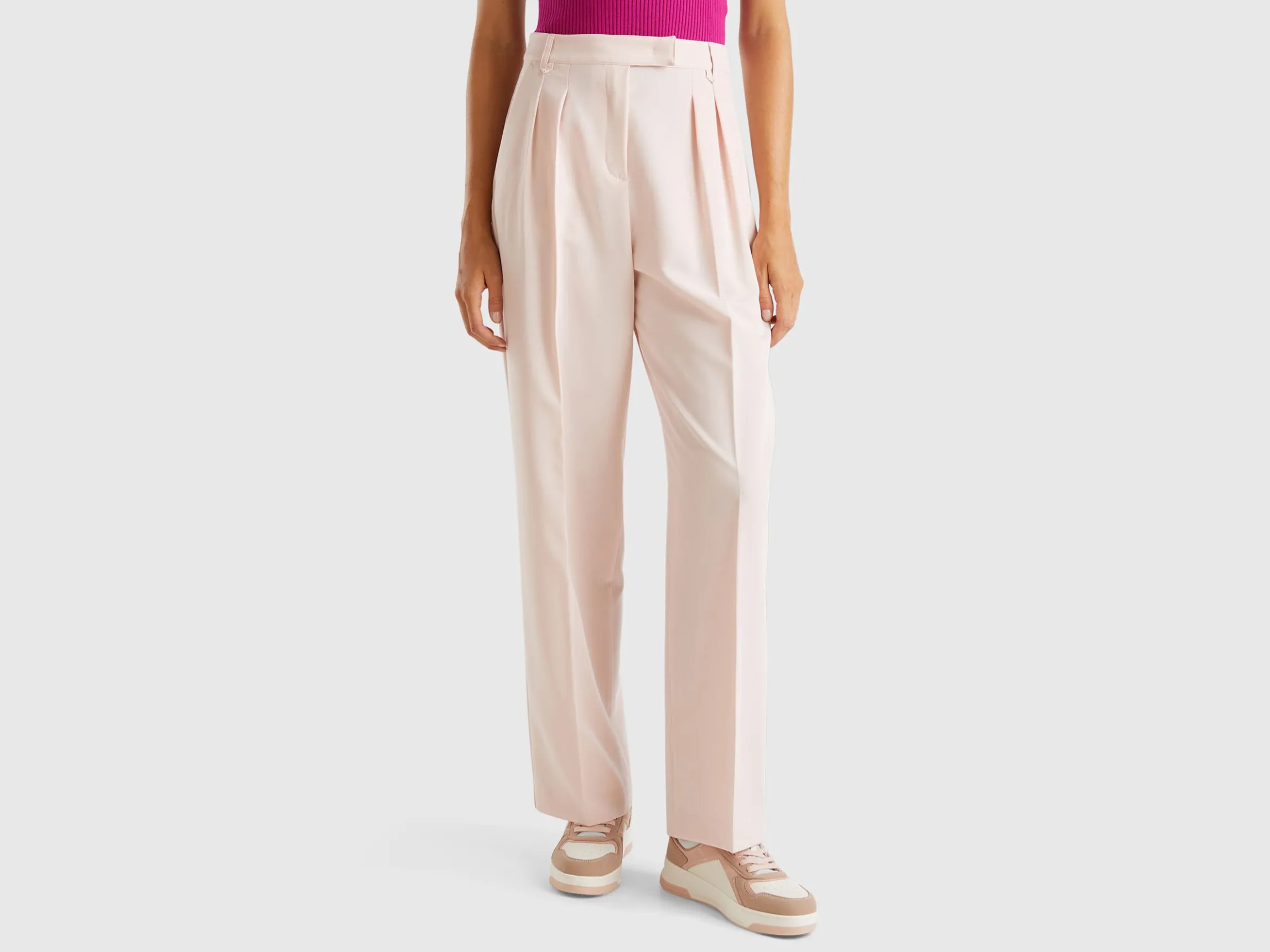 Wide trousers in stretch viscose blend