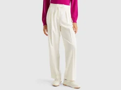 Wide trousers in stretch viscose blend
