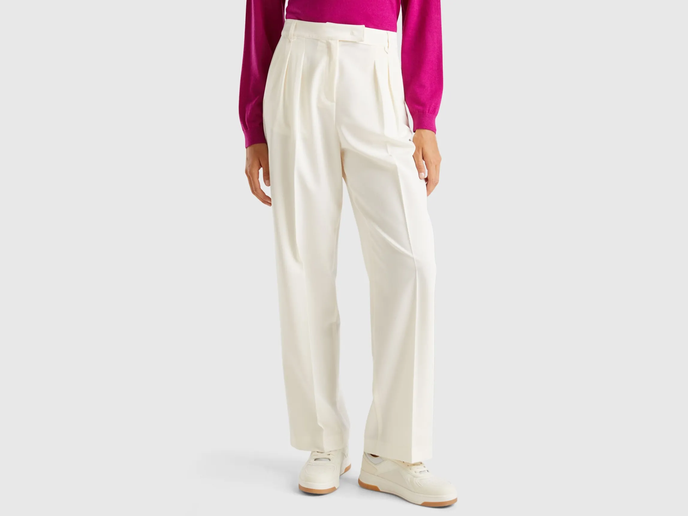 Wide trousers in stretch viscose blend