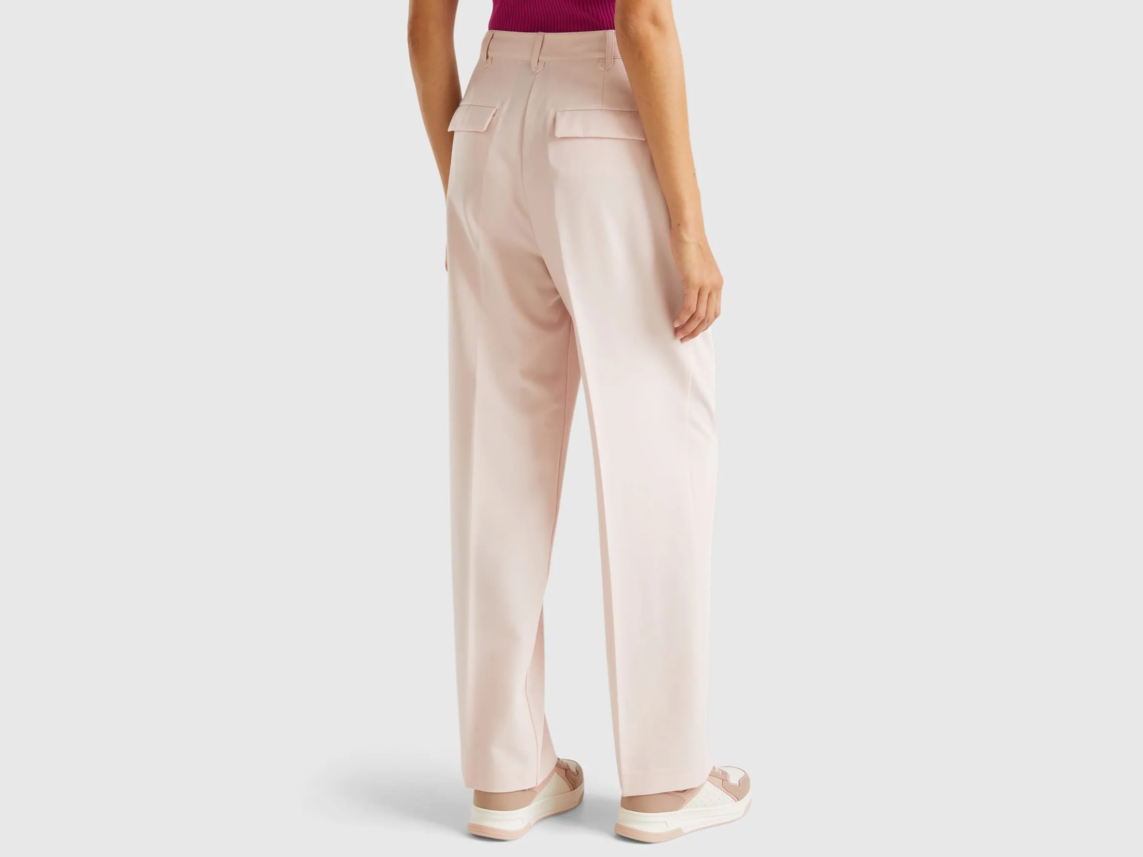 Wide trousers in stretch viscose blend