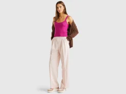 Wide trousers in stretch viscose blend