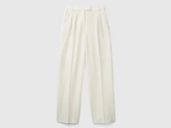 Wide trousers in stretch viscose blend