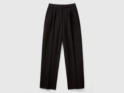 Wide trousers in stretch viscose blend