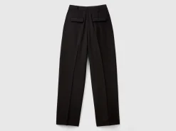 Wide trousers in stretch viscose blend