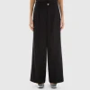 Wide trousers in wool and viscose blend