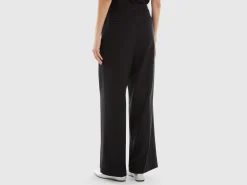 Wide trousers in wool and viscose blend