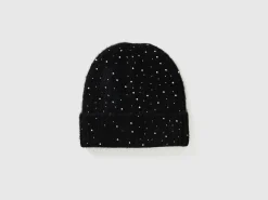 Wool blend hat with rhinestones