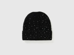Wool blend hat with rhinestones