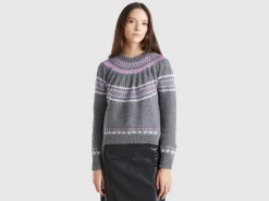 Wool blend jacquard sweater