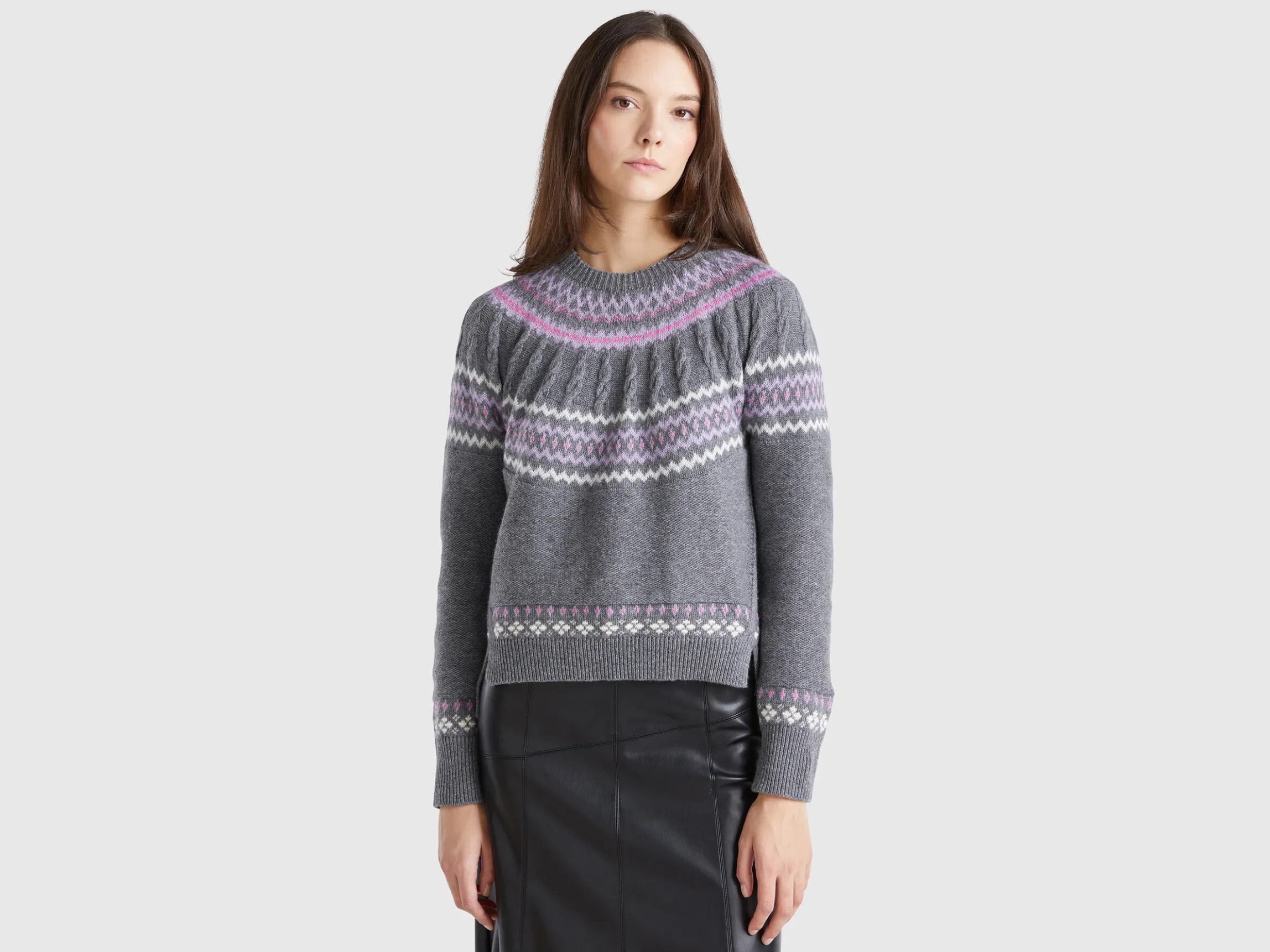 Wool blend jacquard sweater